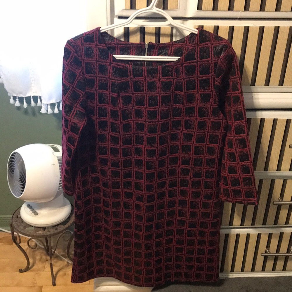 Elegant Red and Black Checkered Dress